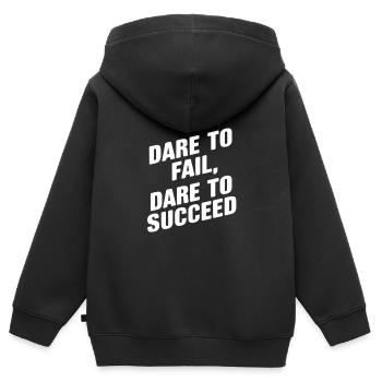 Oser l’échec sortir pour réussir - Sweat Premium à capuche zippé enfant bio - noir - Dos - AI Model Kid Male (0cm)