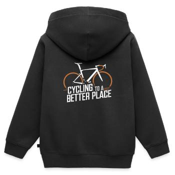 Mit dem Fahrrad zu einem besseren Ort / Fahrrad - Kinder Premium Organic Zip Hoodie - Schwarz - Hinten - AI Model Kid Male (0cm)