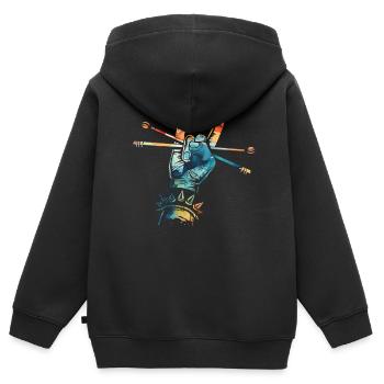 Schlagzeug Drums Drumstick Drummer Musik Band Rock - Kinder Premium Organic Zip Hoodie - Schwarz - Hinten - AI Model Kid Male (0cm)