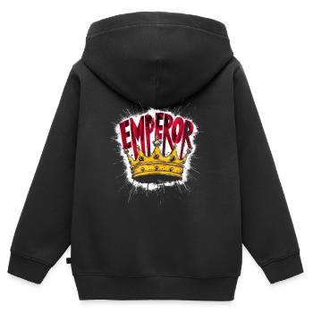 Kaiser-Krone - Kinder Premium Organic Zip Hoodie - Schwarz - Hinten - AI Model Kid Male (0cm)