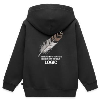 A man without logic is like a bird without feather - Kids Premium Organic Zip-up Hoodie - black - Back - AI Model Kid Male (0cm)
