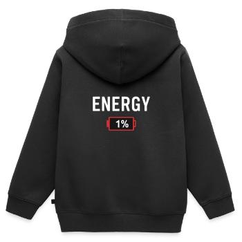 Energie 1% - Kinder Premium Organic Zip Hoodie - Schwarz - Hinten - AI Model Kid Male (0cm)