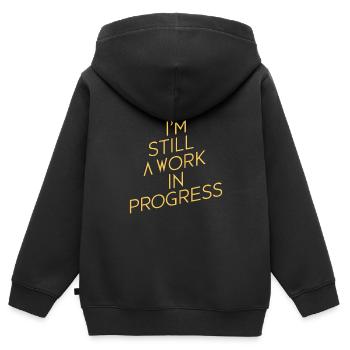 Ich bin immer noch in Arbeit - Kinder Premium Organic Zip Hoodie - Schwarz - Hinten - AI Model Kid Male (0cm)