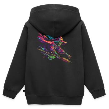 Hexenbesen Halloween Spooky Popart - Kinder Premium Organic Zip Hoodie - Schwarz - Hinten - AI Model Kid Male (0cm)
