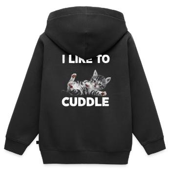 I like to cuddle kitty - Kids Premium Organic Zip-up Hoodie - black - Back - AI Model Kid Male (0cm)