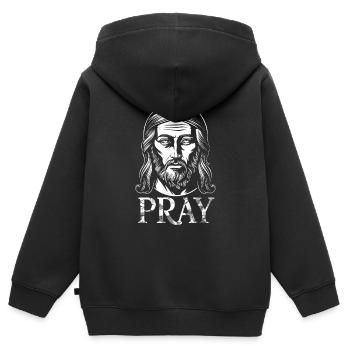 Jesus Christus bete - Kinder Premium Organic Zip Hoodie - Schwarz - Hinten - AI Model Kid Male (0cm)