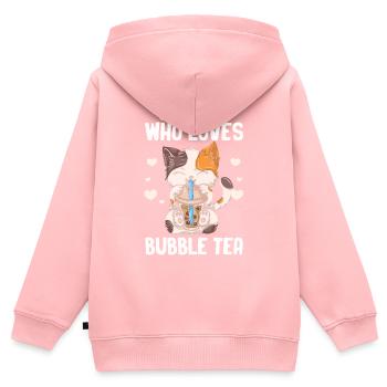 Thé à bulles Boba BubbleTea Kawaii Japan Tea Kpop - Sweat Premium à capuche zippé enfant bio - rose - Dos - AI Model Kid Female (0cm)