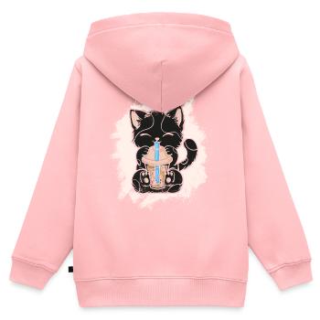 Thé à bulles Boba BubbleTea Kawaii Japan Tea Kpop - Sweat Premium à capuche zippé enfant bio - rose - Dos - AI Model Kid Female (0cm)