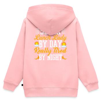 Cafeteria Employee School Super Lunch Lady Tired - Kids Premium Organic Zip-up Hoodie - rose - Back - AI Model Kid Female (0cm)