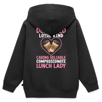 Cafeteria employee Dedicated, loyal, friend - Kids Premium Organic Zip-up Hoodie - black - Back - AI Model Kid Male (0cm)