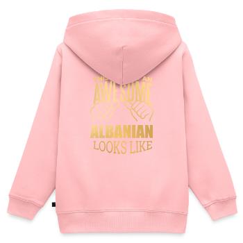 Albanien - Kinder Premium Organic Zip Hoodie - Rosa - Hinten - AI Model Kid Female (0cm)