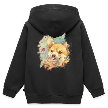 Thé à bulles Boba BubbleTea Kawaii Japan Tea Kpop - Sweat Premium à capuche zippé enfant bio - noir - Dos - AI Model Kid Male (0cm)