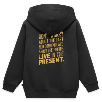 Vivre dans le présent - Sweat Premium à capuche zippé enfant bio - noir - Dos - AI Model Kid Male (0cm)