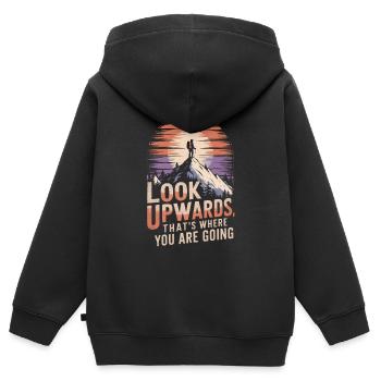 look upwards, that is where you are going mountain - Kids Premium Organic Zip-up Hoodie - black - Back - AI Model Kid Male (0cm)