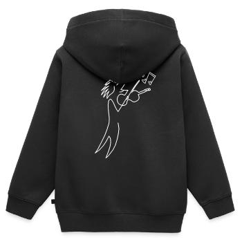 Musik Geige Geiger Noten Melodie Geiger Musiker - Kinder Premium Organic Zip Hoodie - Schwarz - Hinten - AI Model Kid Male (0cm)
