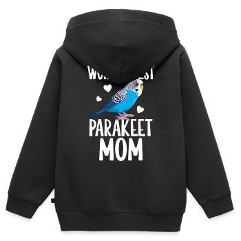 Meilleur Perruche Maman Perruche Perroquet Wel - Sweat Premium à capuche zippé enfant bio - noir - Dos - AI Model Kid Male (0cm)