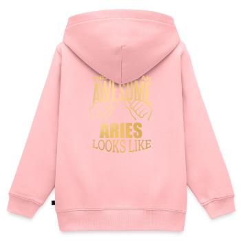 Widder - Kinder Premium Organic Zip Hoodie - Rosa - Hinten - AI Model Kid Female (0cm)