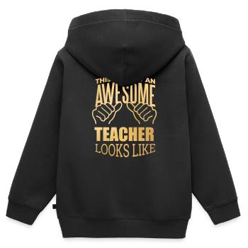 Enseignant Professeur Professeur - Sweat Premium à capuche zippé enfant bio - noir - Dos - AI Model Kid Male (0cm)