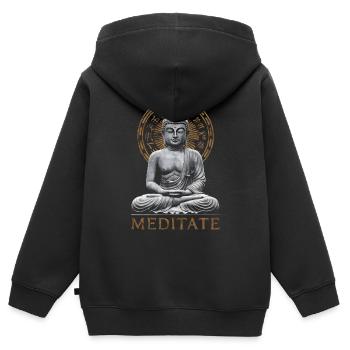 Meditieren Sie Buddha spirituell - Kinder Premium Organic Zip Hoodie - Schwarz - Hinten - AI Model Kid Male (0cm)