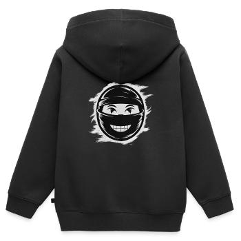 Visage de ninja - Sweat Premium à capuche zippé enfant bio - noir - Dos - AI Model Kid Male (0cm)