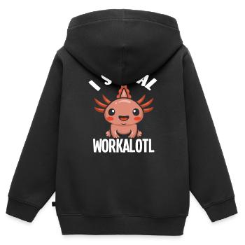 Ich Bin Ein Soziales Workalotl - Kinder Premium Organic Zip Hoodie - Schwarz - Hinten - AI Model Kid Male (0cm)