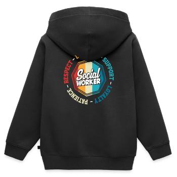 Sozialarbeiter Respekt Geduld Loyalität - Kinder Premium Organic Zip Hoodie - Schwarz - Hinten - AI Model Kid Male (0cm)
