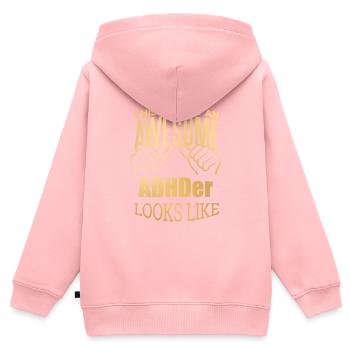 ADHS - Kinder Premium Organic Zip Hoodie - Rosa - Hinten - AI Model Kid Female (0cm)
