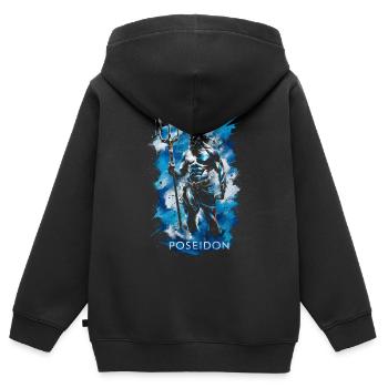 Trident de Poséidon - Sweat Premium à capuche zippé enfant bio - noir - Dos - AI Model Kid Male (0cm)