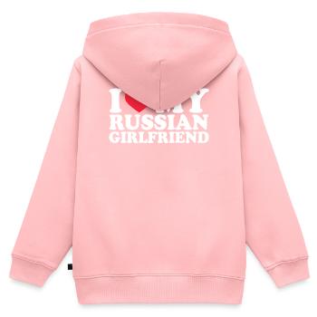 Russie Petite amie Petite amie Relation Couple Amour - Sweat Premium à capuche zippé enfant bio - rose - Dos - AI Model Kid Female (0cm)