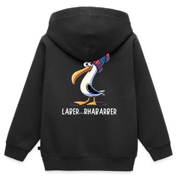Hambourg, Allemagne du Nord, Babillage, Mouette, Mer du Nord, Drôle - Sweat Premium à capuche zippé enfant bio - noir - Dos - AI Model Kid Male (0cm)
