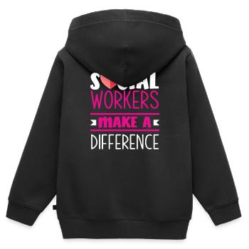 Sozialarbeiter Machen Einen Unterschied - Kinder Premium Organic Zip Hoodie - Schwarz - Hinten - AI Model Kid Male (0cm)