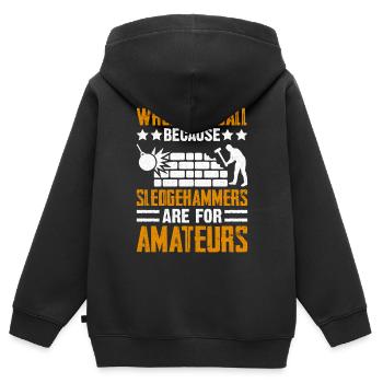 Funny House Demolition Day Wrecking Ball Sledge - Kids Premium Organic Zip-up Hoodie - black - Back - AI Model Kid Male (0cm)