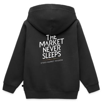 Börsenweisheit: Der Markt schläft nie - Kinder Premium Organic Zip Hoodie - Schwarz - Hinten - AI Model Kid Male (0cm)