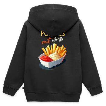 frites rut wiess snack bar Cologne kölsch fête drôle - Sweat Premium à capuche zippé enfant bio - noir - Dos - AI Model Kid Male (0cm)