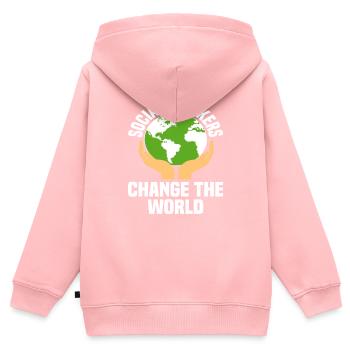 Sozialarbeiter Verändern Die Welt - Kinder Premium Organic Zip Hoodie - Rosa - Hinten - AI Model Kid Female (0cm)