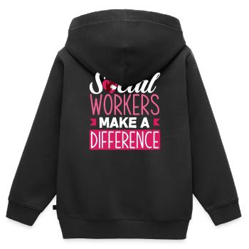 Sozialarbeiter Machen Einen Unterschied - Kinder Premium Organic Zip Hoodie - Schwarz - Hinten - AI Model Kid Male (0cm)