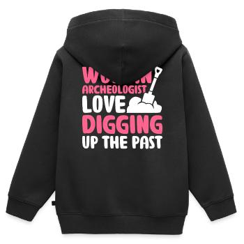 Mrs. Archaeologist Love Dig the Past - Kids Premium Organic Zip-up Hoodie - black - Back - AI Model Kid Male (0cm)