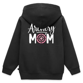 Tir à l’arc Maman Archer Arc et Flèche Fra - Sweat Premium à capuche zippé enfant bio - noir - Dos - AI Model Kid Male (0cm)