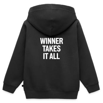 Le gagnant rafle tout - Sweat Premium à capuche zippé enfant bio - noir - Dos - AI Model Kid Male (0cm)