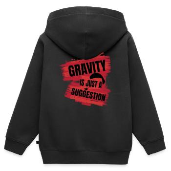 La gravité n’est qu’une suggestion – Parapente - Sweat Premium à capuche zippé enfant bio - noir - Dos - AI Model Kid Male (0cm)