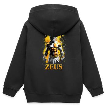 Zeus Dieu, mythologie grecque - Sweat Premium à capuche zippé enfant bio - noir - Dos - AI Model Kid Male (0cm)