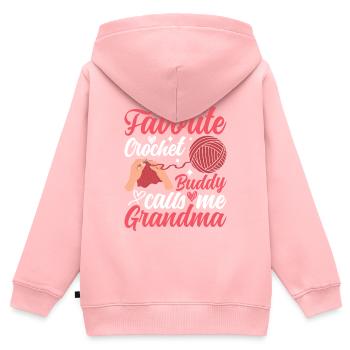 My Favorite Crochet Buddy calls me Grandma Crochet - Kinder Premium Organic Zip Hoodie - Rosa - Hinten - AI Model Kid Female (0cm)