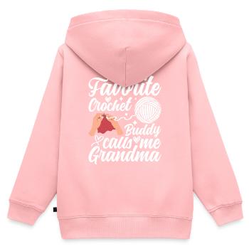 My Favorite Crochet Buddy calls me Grandma Crochet - Kinder Premium Organic Zip Hoodie - Rosa - Hinten - AI Model Kid Female (0cm)