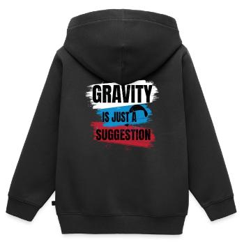 La gravité n’est qu’une suggestion – Parapente - Sweat Premium à capuche zippé enfant bio - noir - Dos - AI Model Kid Male (0cm)