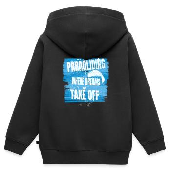 Paragliding: Where Dreams Take Off - Kinder Premium Organic Zip Hoodie - Schwarz - Hinten - AI Model Kid Male (0cm)