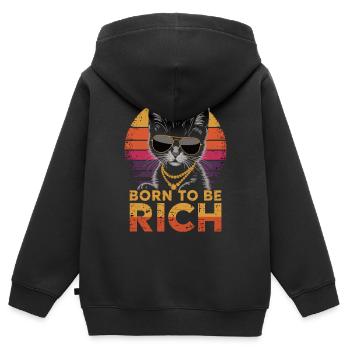 Wealth cat with sunglasses - Kids Premium Organic Zip-up Hoodie - black - Back - AI Model Kid Male (0cm)