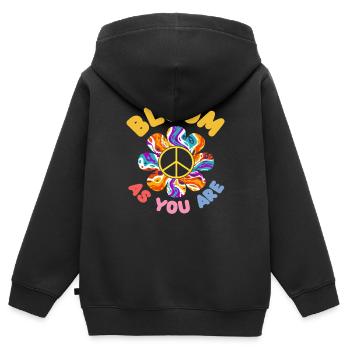 Blühe Wie Du Bist Friedensblume - Kinder Premium Organic Zip Hoodie - Schwarz - Hinten - AI Model Kid Male (0cm)