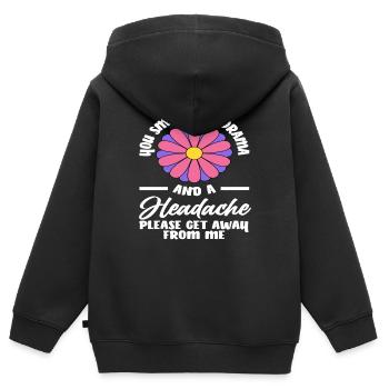Du Riechst Nach Drama Und Kopfschmerzen Bitte Geh - Kinder Premium Organic Zip Hoodie - Schwarz - Hinten - AI Model Kid Male (0cm)