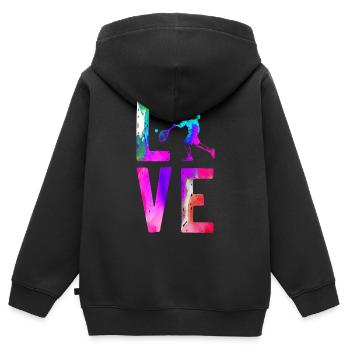Funny Tennis Player Racket - Kinder Premium Organic Zip Hoodie - Schwarz - Hinten - AI Model Kid Male (0cm)