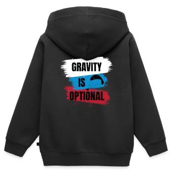 Gravity Is Optional – Paragliding Freedom - Kids Premium Organic Zip-up Hoodie - black - Back - AI Model Kid Male (0cm)
